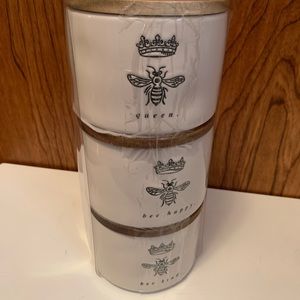 Rae Dunn bee wood top canisters